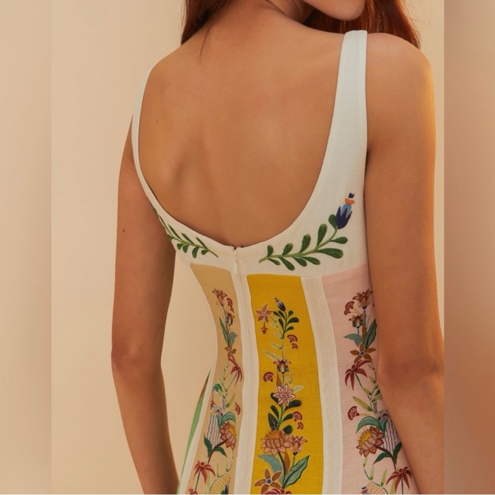 FARM Rio Striped Floral Maxi Dress in Green, Yellow & Pink - Picture 4 of 7